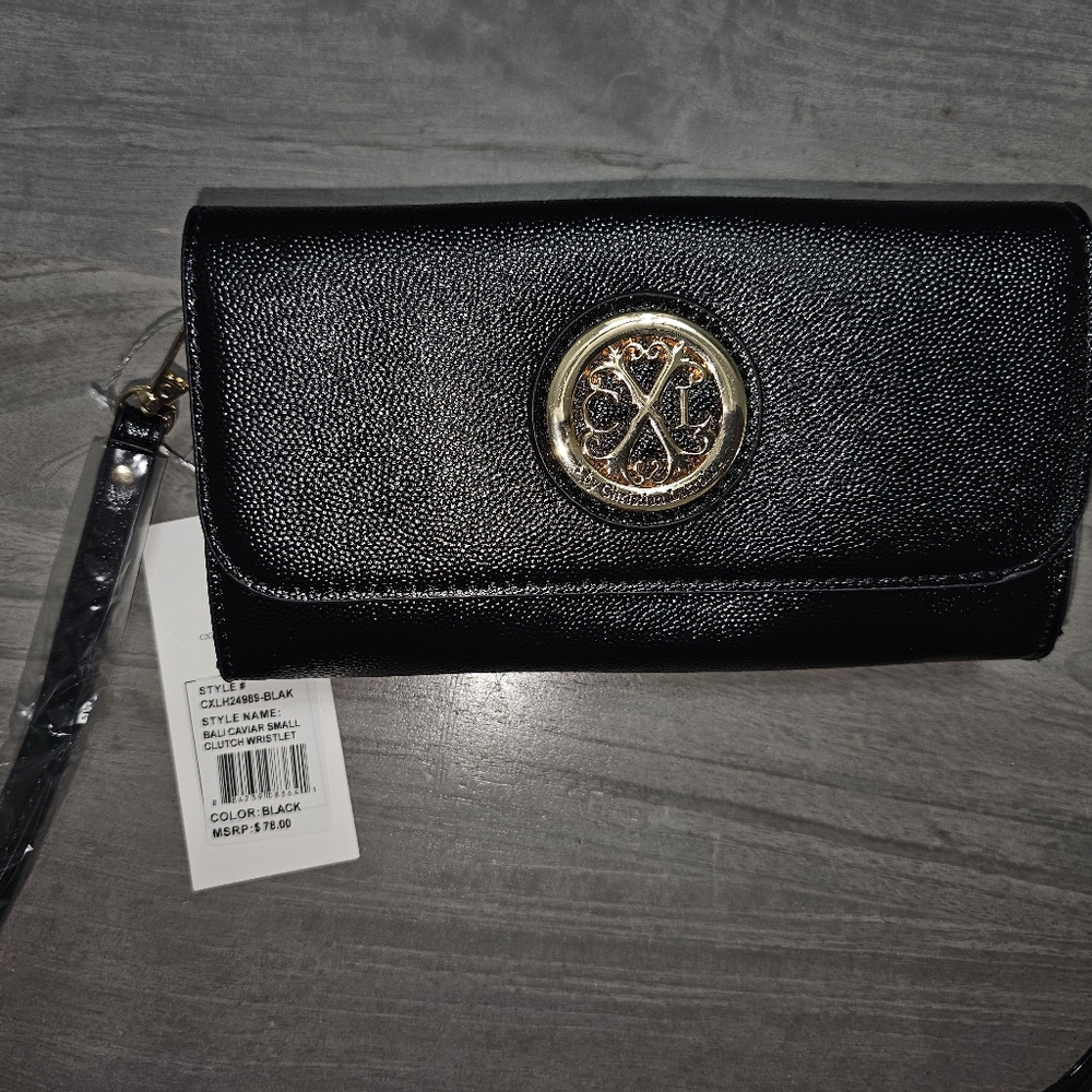 CXL Bali Caviar Small Clutch Wristlet - Black